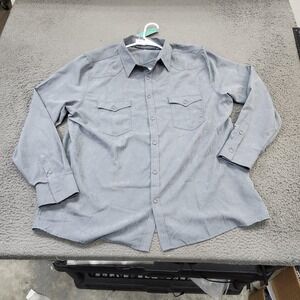 Vatpave Shirt Mens XL Gray Solid Long Sleeve Snap Front Western Casual